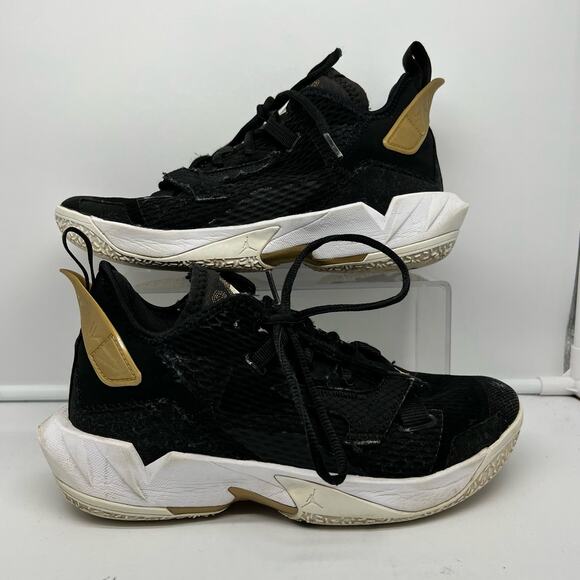 Nike Air Jordan Shoes Youth 6.5 Why Not Zer0.4 Black Gold CQ9430-001 Sneakers - Picture 1 of 10